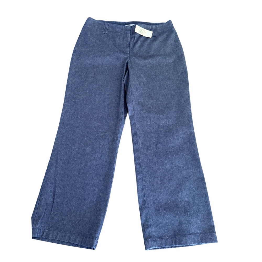 Ann Taylor Women 2 Dark Indigo Wide Leg Trousers‎ Denim Look Professional Pants